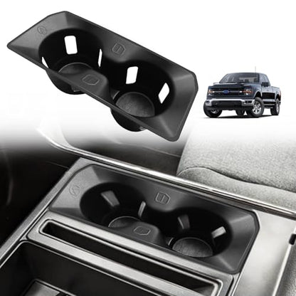 Muslogy Center Console Cup Holder Inserts Compatible with 2021-2025 2026 Ford F150 F-150 Accessories Middle Console Drink Holder Liner TPE Organizer Non-Slip Drink Stopper(Bucket Seat Only) - size: 2021-2025 F150 Bucket Seat Only