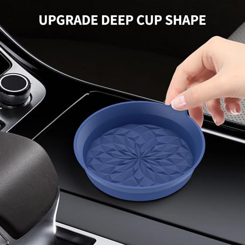 ME.FAN Car Cup Coasters [4 Pack] Silicone Cars Coasters - Universal Non-Slip Recessed Interior Accessories - Cup Holder Inserts Navy Blue - color: 4pack-navy Blue