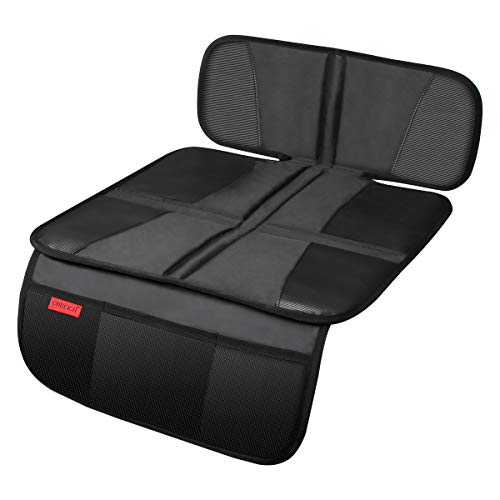 Car Seat Protector - Seat Protection Mat - Thick Padding - Durable, Waterproof Fabric, Leather Reinforced Corners & 3 Pockets for Handy Storage Black - color: 1 Standard Black