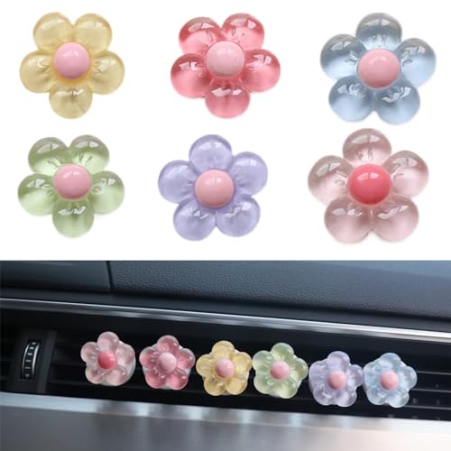 6 PCS Car Accessories for Women, Flower Air Vent Clips Air Conditioner Outlet Decoration Car Interior Decor Charm, Assorted Color