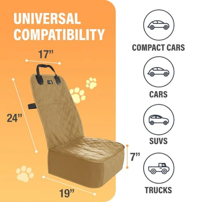 Active Pets Dog Car Seat Cover, Waterproof Front Seat Protector for SUV Truck Sedan, Pet Safety Travel Comfort System with Universal Fit, Beige - color: Beige
