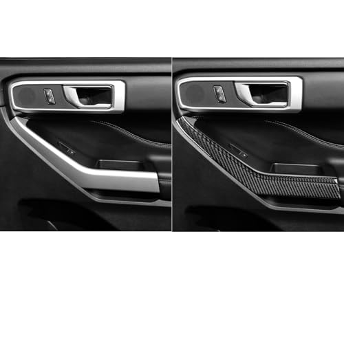 NVCNX Real Premium Carbon Fiber for Ford Explorer Accessories 2020-2024 2021 2022 2023 Car Door Sides Window Lift Switch Panel Strip Cover Interior Trim Thick Overlay Sticker Decal 4PCs