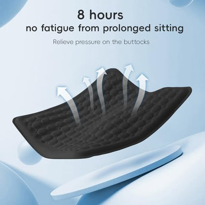 BABUR Gel Seat Cushion, Long Sitting Cooling Gel Hip Cushion, Breathable Anti Slip Office Chair Cushion, Car, Wheelchair, Travel - Black