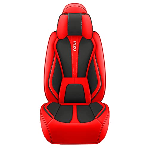 INZU Cute Rabbit Comfortable Leather Auto Car Seat Covers Front & Rear Seat Protector Fit Sedan SUV 5 Seats Full Set Universal Fit (Black & Red) - color: Black Red