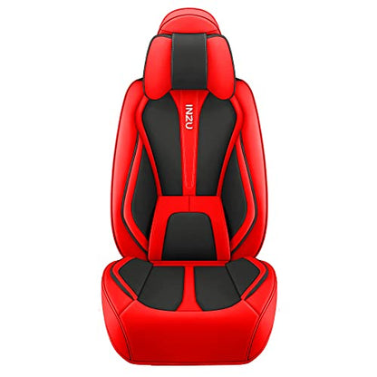 INZU Cute Rabbit Comfortable Leather Auto Car Seat Covers Front & Rear Seat Protector Fit Sedan SUV 5 Seats Full Set Universal Fit (Black & Red) - color: Black Red