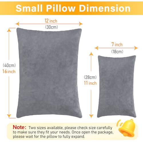 1 MIDDLE ONE 2 Pack Small Pillow, 16 X 12 Inches, Memory Foam Mini Pillow for Travel, Camping, Sleeping, Nap and Neck, Knee, Lumbar Support, Tiny Cushion for Pet, Dogs (Grey) - color: Grey, size: 16x12 inch