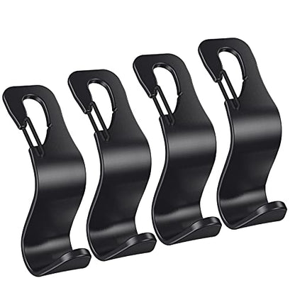 Car Seat Hooks 4 Pack, Headrest Hooks for Purses Groceries Bags with Metal Lock, Car Purse Holder Seat Back Storage Hooks