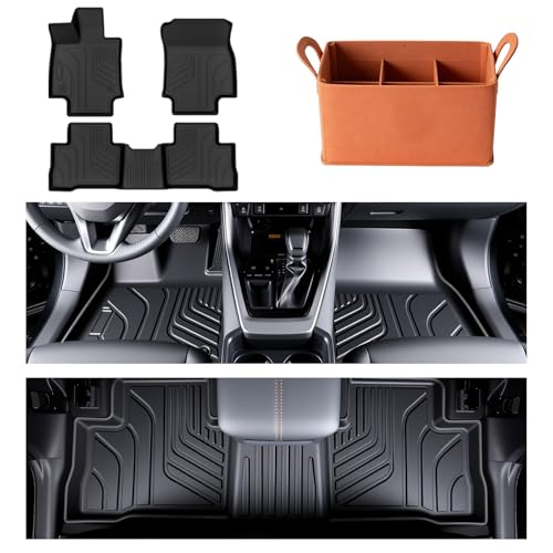 Floor Mat Replacement for 2019-2025 RAV4 ((Include Hybrid) Floor Mats All-Weather TPE Car Floor Mat - Rubber Floor Mat for First and Second Row - Non-Slip Car Mat Accessories - size: 19-25 Single Layer Floor Mats