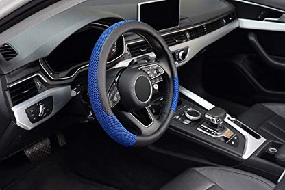 Steering Wheel Cover, Universal 15 inch, Microfiber Leather Viscose, Breathable, Anti-Slip,Warm in Winter and Cool in Summer, Black&Blue - color: blue, size: Standard Size[14.5"-15"]