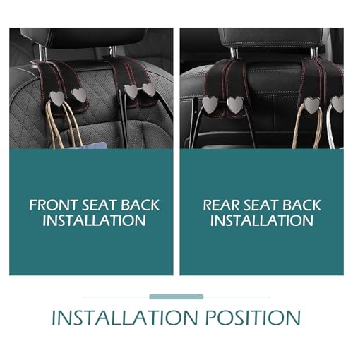 2 PCS Car Purse Hook, Cute Headrest Hooks, Seat Back Storage Holder, for Umbrellas Wallets Support, Multifunctiona Car Accessories (Black)