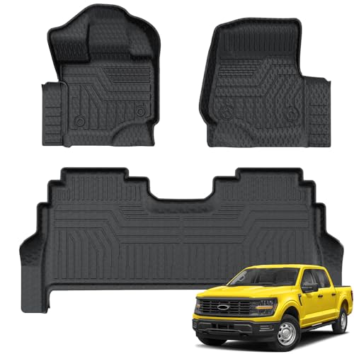 KUST Custom Fit Floor Mats for 2015-2026 Ford F150/F-150 Lightning SuperCrew Cab (Only for Rear Seat with Under-Seat Fold Flat Storage), All Weather Floor Liners for F150 Accessories TPE Rubber - style: For │ F-150 2015-2026 │ Floor Mats