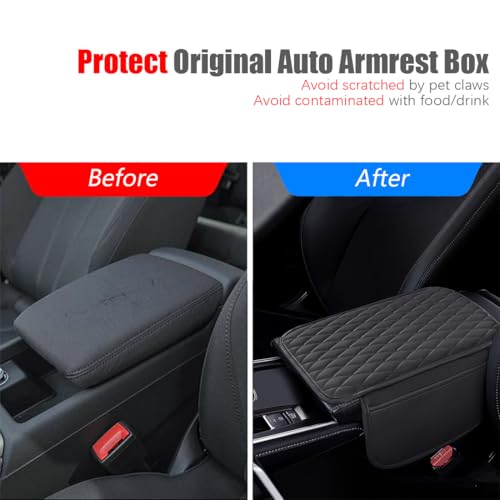 ESKONKE [Upgraded] Car Center Console Cover with 2 Storage Bags - Premium Nappa Leather Armrest Cover, Scratch & Wear Resistant, Waterproof Car Interior Accessories (Pink) - color: Pink