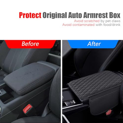 ESKONKE [Upgraded] Car Center Console Cover with 2 Storage Bags - Premium Nappa Leather Armrest Cover, Scratch & Wear Resistant, Waterproof Car Interior Accessories (Grey) - color: Grey
