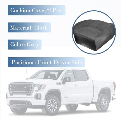 Driver Side Automotive Seat Cover Seat Bottom Cushion for 2003-2007 GMC Sierra 1500 2500 3500 1500HD 2500HD - Gray - size: Seat Cover & Foam