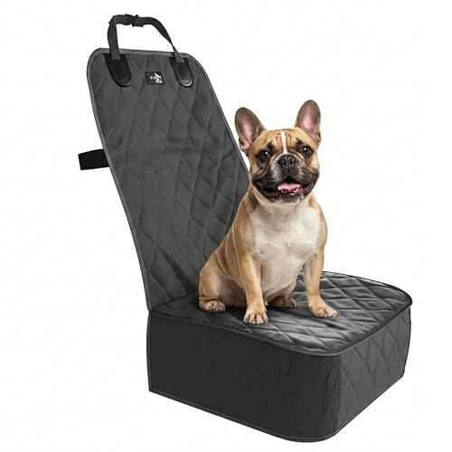 Dog Car Seat Cover, Waterproof Front Seat Protector for SUV Truck Sedan, Pet Safety Travel Comfort System with Universal Fit, Black