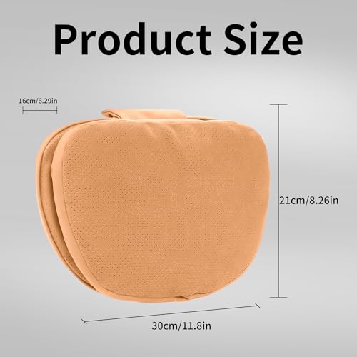 Car Headrest Pillow for Driving, Dual-Sided Leather Design Neck Pillow, Breathable Softness Neck Support, Universal Fit Head Rest Travel Pillow, Palomino Brown, 1 Pack - color: Palomino Brown