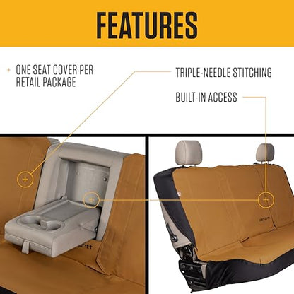 Carhartt 700D Nylon Duck Canvas Automotive Bench Seat Covers, Durable Fitted Full-Size Bench Seat Protection with Rain Defender, Charcoal