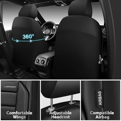 CAR PASS Memory Foam Seat Covers Front, Airy Cool Mesh Thick Car Seat Covers, Leather Car Seat Covers Front Seats Airbag Compatible, Universal Automotive Comfort for Cars, Trucks, SUV, Charcoal Gray - color: Charcoal Gray