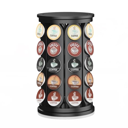 CEHNCEH K Cup Holder, Coffee Pods Holder Storage Organizer Stand Carousel Compatible with 40 Keurig K-Cup Pods, Home or Office Kitchen Counter (Black) - color: Black