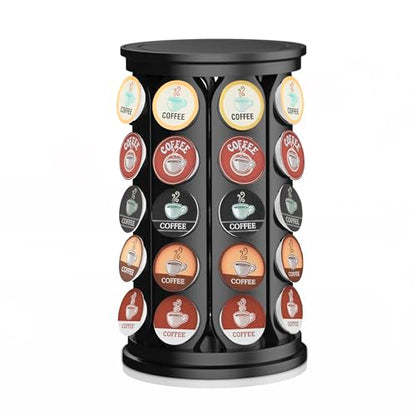 CEHNCEH K Cup Holder, Coffee Pods Holder Storage Organizer Stand Carousel Compatible with 40 Keurig K-Cup Pods, Home or Office Kitchen Counter (Black) - color: Black