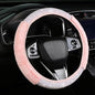 Bling Fluffy Steering Wheel Cover for Women Girls, Rhinestone Diamond Sparkling Fur Steering Wheel Protector Elastic Steering Wheel Covers Winter Warm Universal Fit 14-15 inches - Pink - color: Pink