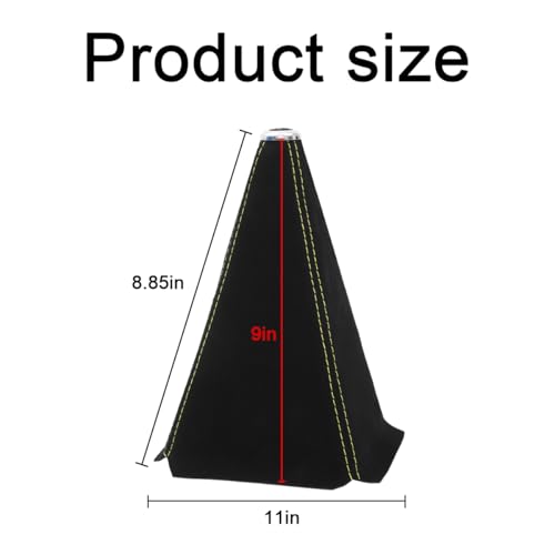 BESULEN Car Shift Boot Cover, Suede Leather Shift Knob Boot Dust Cover, Manual/Auto Shifter Boot Sleeve Replacement, Handbrake Gaiter Boot Dust Cover Car Interior Accessories - color: Black/Yellow