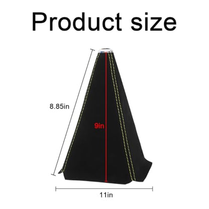 BESULEN Car Shift Boot Cover, Suede Leather Shift Knob Boot Dust Cover, Manual/Auto Shifter Boot Sleeve Replacement, Handbrake Gaiter Boot Dust Cover Car Interior Accessories - color: Black/Yellow