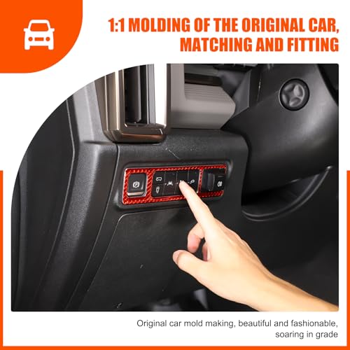 for Hummer EV Accessories Car Center Control Electronic Handbrake Trim Cover for Hummer EV 2024 2025+ Real Carbon Fiber Electronic Handbrake Switch Panel Trim (Red) - color: Red