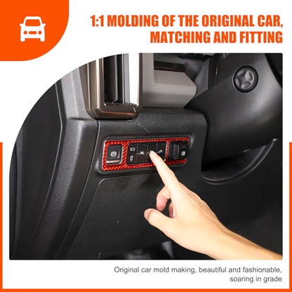 for Hummer EV Accessories Car Center Control Electronic Handbrake Trim Cover for Hummer EV 2024 2025+ Real Carbon Fiber Electronic Handbrake Switch Panel Trim (Red) - color: Red