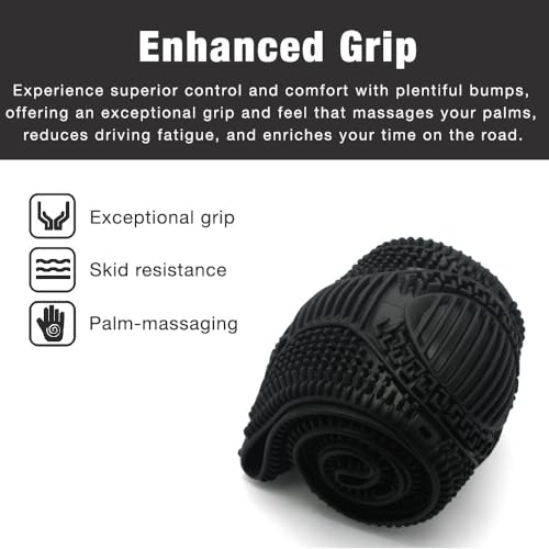 SEGADEN Massage Grip Soft Silicone Car Steering Wheel Cover Universal Anti-Slip Design 13-16 inch Protective Case Black - color: Black