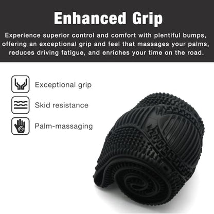 SEGADEN Massage Grip Soft Silicone Car Steering Wheel Cover Universal Anti-Slip Design 13-16 inch Protective Case Black - color: Black