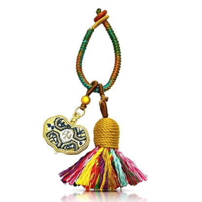 Handmade Tassel Keychain for Car Keys, Purse, Bag Charm Accessory, Bohemian Fringe Pendant Gift - color: Lucky Heart Tassel Charm