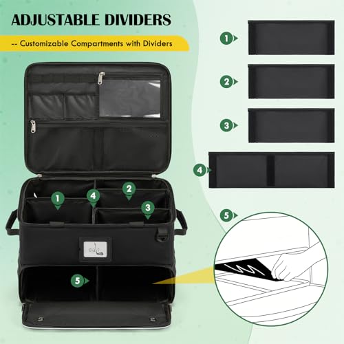 RAINSMORE Golf Trunk Organizer Golf Bag Organizers Golf Shoe Bag with Separate Ventilated Compartment for 2 Pair Shoes Golf Accessories for Balls, Gloves, Clothes - color: Black