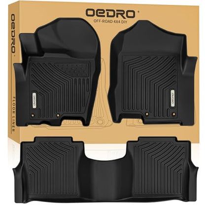 OEDRO Floor Mats Fit for 2017-2024 Nissan Titan/2016-2024 Titan XD Crew Cab with 1st Row Bucket Seat, TPE All Weather Custom Fit Floor Liners for Titan Accessories, 1st & 2nd Row Car Mats Set, Black - style: 17-24 Titan/16-24 Titan XD 1st & 2nd Row