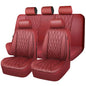 CAR PASS Piping Luxury Faux Leather Seat Covers Full Set, Premium Delux Anti-Slip Waterproof Automotive Seat Cover Universal Fit for Sedans Suvs Vans Trucks, Armrest & Airbag Compatible, Burgundy Red - color: Pure Burgundy Red, size: Full Set