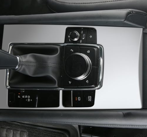 Car Accessories Fit for 2019 2020 2021 2022 2023 2024 2025 Mazda 3 Axela Interior Gear Shift Knob Console Media Panel Cover Trim (Matte Silver) Stainless Steel 1 PC - color: Matte Silver