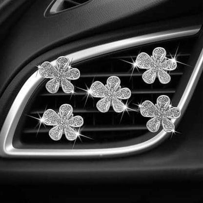 5 Pcs Car Vent Clip,Bling Flower Car Air Fresheners Vent Clips Cute Car Vent Decorations,Car Diffuser Rhinestone Car Interior Decoration Charm Car Vent Accessories