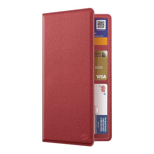 FINPAC Car Registration and Insurance Card Holder, Vehicle Glove Box Card Organizer Wallet Automobile Accessories for License - color: Poppy Red