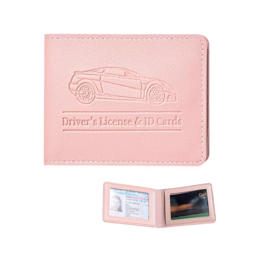 Car Registration Insurance Holder, Vehicle Document Glove Box Organizer, Small Automotive Interior Comparment Driver License Case Accessories for Men Women, Universal Fit (Pink) - color: Pink