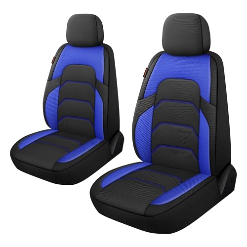 CAROMOP 3D Air Mesh Car Seat Covers 2 Front Seats,Breathable and Durable Seat Covers for Cars,Universal Fit for SUV,Vans,sedans, Trucks, Automotive Interior Covers(Black/Blue) - color: Black/Blue, size: Front Set