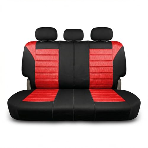 FH Group Automotive Car Seat Covers Rear Set Premium 3D Air Mesh Seat Covers, Airbag Compatible and Split Bench Cover Universal Fit Interior Accessories for Cars Trucks and SUVs - Red