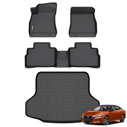 Binmotor-Floor Mats & Cargo Liner for Nissan Sentra 2020-2026 (S,SV,SR) All Weather Car Floor Mat for Nisan Sentra Car Accessories TPE Rubber Liners Cargo Trunk Mat - style: 1) Car Mats for Nissan Sentra (2020-2026)