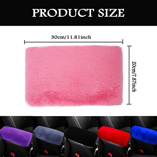 Fluffy Furry Armrest Cover for Car, Auto Center Console Cover Pad Car Soft Console Pad Wool Fur Armrest Seat Box Cover Protector Universal Fit for Most Vehicle, SUV (Pink) - color: Pink