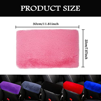 Fluffy Furry Armrest Cover for Car, Auto Center Console Cover Pad Car Soft Console Pad Wool Fur Armrest Seat Box Cover Protector Universal Fit for Most Vehicle, SUV (Pink) - color: Pink
