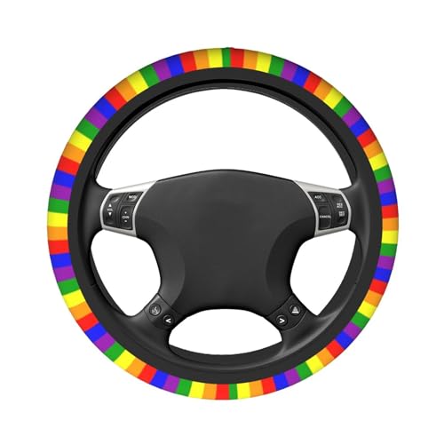 Rainbow Gay Steering Wheel Covers lesbianism Progress Pride Flag Non Slip Neoprene Steering Wheel Protector Covers Universal 15 inch for Women/Men Universal Gay Car Steering Wheel Cover - color: Gay