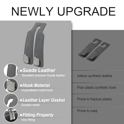 Purse and Bag Hook for Car, Zinc Alloy Seat Headrest Hooks, Upgraded Leather Cute Car Seat Back Purses Hanger and Bags Holder (Grey Diamond, 2Pack) - color: Grey Diamond