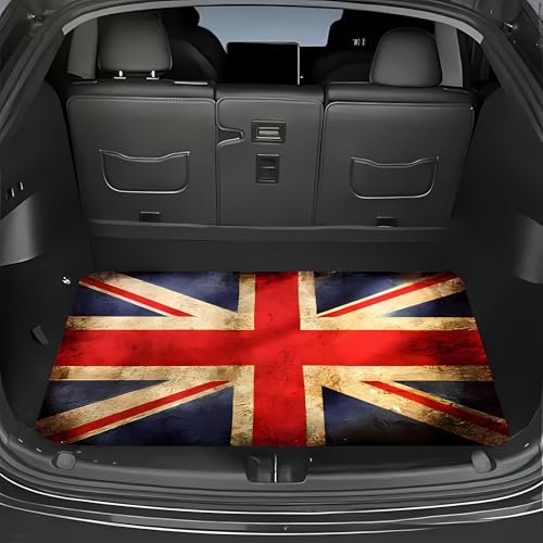 Universal Car Trunk Mat 29" x 39", Retro Flag Pattern All Weather Trunk Protection Cargo Liner,Durable Cargo Mat Rear Trunk Liner, Stylish Vehicle Interior Accessories Suitable for Most Car Models - color: Flag Pattern