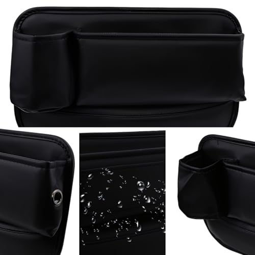 2 Pack Car Seat Gap Filler Organizer with Cup Holders,Premium Leather Storage for Phones, Keys, Wallets, and Drinks, Universal Fit for Front Seat