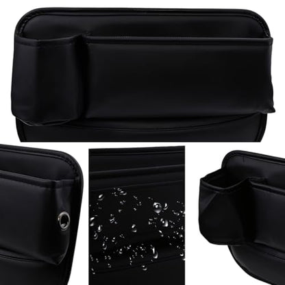 2 Pack Car Seat Gap Filler Organizer with Cup Holders,Premium Leather Storage for Phones, Keys, Wallets, and Drinks, Universal Fit for Front Seat