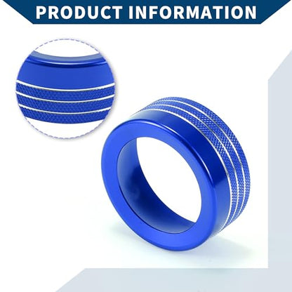 AC Air Conditioner Gear Shift Headlight Media Control Switch Knob Cover for Dodge for RAM 13-17 / Interior Trim/Stylish Aluminum Alloy / 5 Pcs Blue - color: Blue